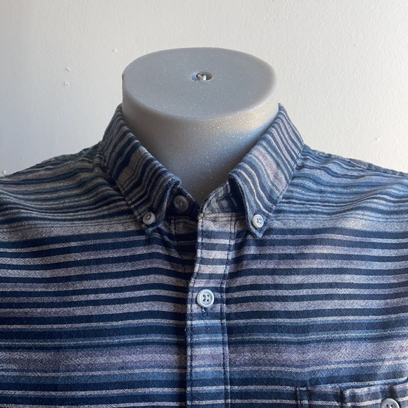 Striped Vans Short Sleeve Button Down Shirt Large - Picture 3 of 10